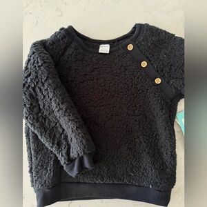 NWT Sherpa black long sleeve sweatshirt, size 24 months
